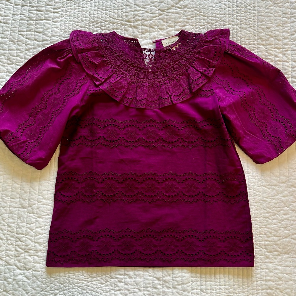 Sezane Elsa Blouse Pourpre - Size 34 - Picture 3 of 6